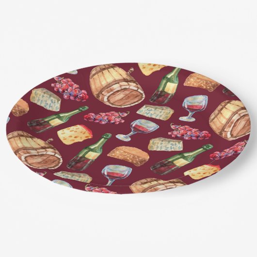 Weinmuster Pappteller (Schrägansicht)