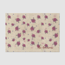 Weinmuster Rose Rotes Braun Vintag Familienname Seidenpapier