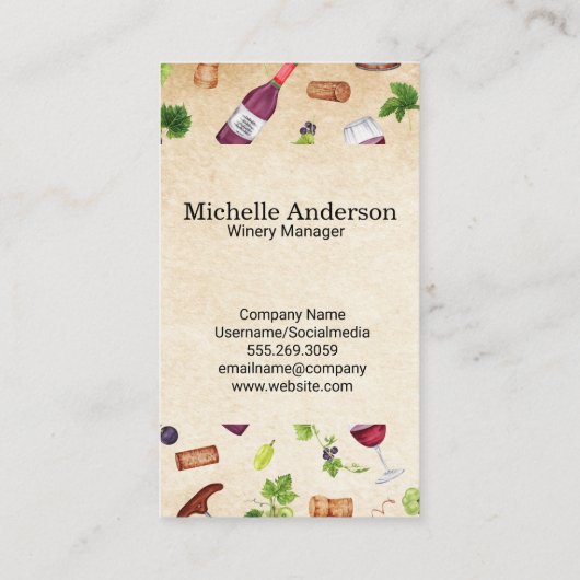 Weinmuster | Weinberg | Verkostung Visitenkarte (Rückseite)