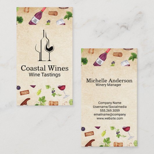Weinmuster | Weinberg | Verkostung Visitenkarte (Vorne/Hinten)