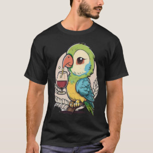 Weinpapagei Vogel trinkt Glas Rotwein T-Shirt