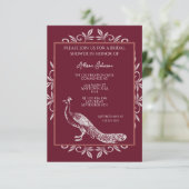 Weinpfau Blüh Bridal Dusche Einladung (Stehend Vorderseite)