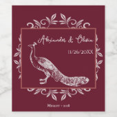 Weinpfau Blüh Hochzeitweiliges Weinetikett (Einzelnes Label)