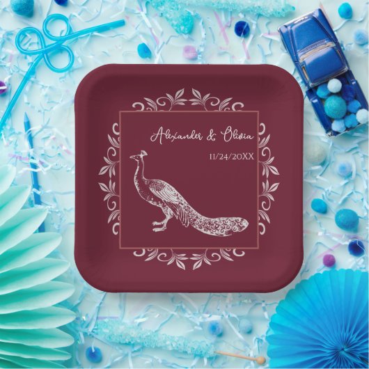 Weinpfau Blüh Polterabend Papier Teller (Party)