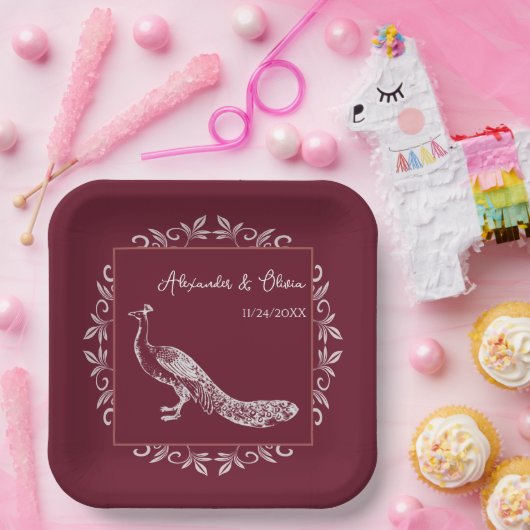 Weinpfau Blüh Polterabend Papier Teller (Party)