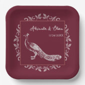 Weinpfau Blüh Polterabend Papier Teller (Vorderseite)