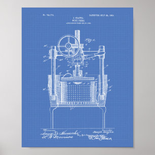 Weinpresse 1903 Patentart Blueprint Poster