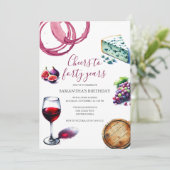 Weinprobe 40. Geburtstag Einladung (Stehend Vorderseite)