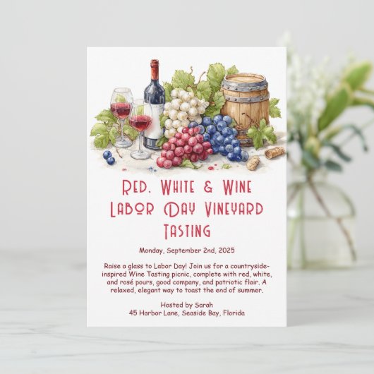 Weinprobe am Arbeitstag - Vaterländische Weinprobe Einladung (Stehend Vorderseite)