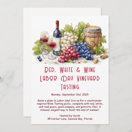 Weinprobe am Arbeitstag - Vaterländische Weinprobe Einladung (Vorne/Hinten)