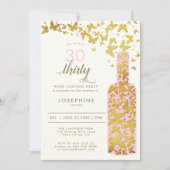 Weinprobe Boho Schmetterlinge Rosa 30. Geburtstag Einladung (Vorderseite)