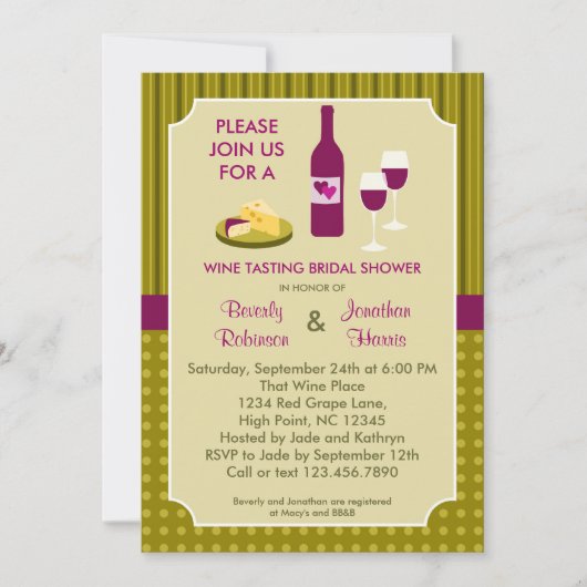 Weinprobe Brautdusche Einladung (Vorderseite)