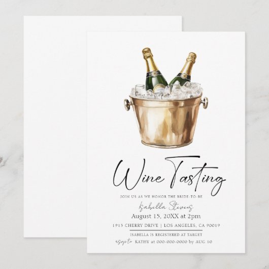 Weinprobe Brautparty Einladung (Vorne/Hinten)