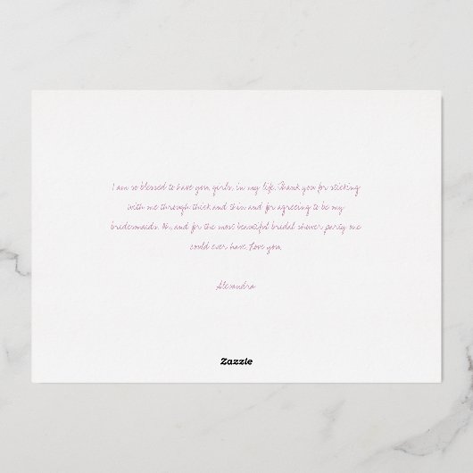 Weinprobe Brautparty Script Danke Karte (Rückseite)