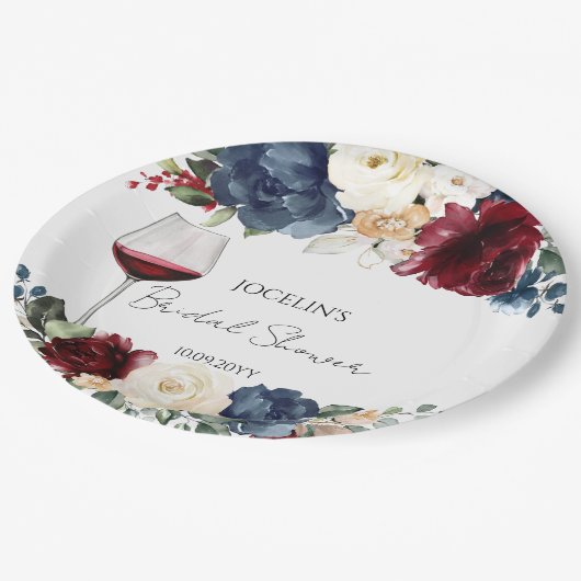 Weinprobe Burgund Brautparty Pappteller (Schrägansicht)