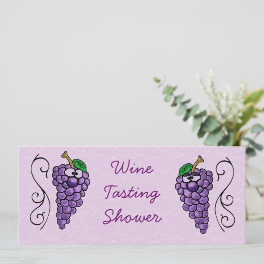 Weinprobe Dusche oder Party Einladung Trauben (Stehend Vorderseite)