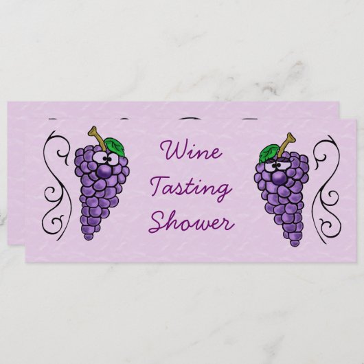 Weinprobe Dusche oder Party Einladung Trauben (Vorne/Hinten)