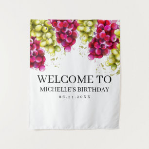 Weinprobe Foto Hintergrund mit Trauben Wandteppich