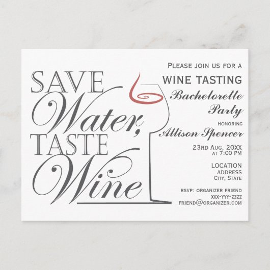 Weinprobe Junggeselinnen-Abschied Einladung zur Ge (Vorderseite)