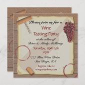 Weinprobe Party auf Vintagem Papier Einladungen (Vorne/Hinten)
