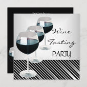Weinprobe Party Drinks Brillen Schwarz-weiß 3 Einladung (Vorne/Hinten)