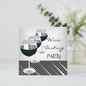 Weinprobe Party Drinks Brillen Schwarz-weiß 3 Einladung (Stehend Vorderseite)