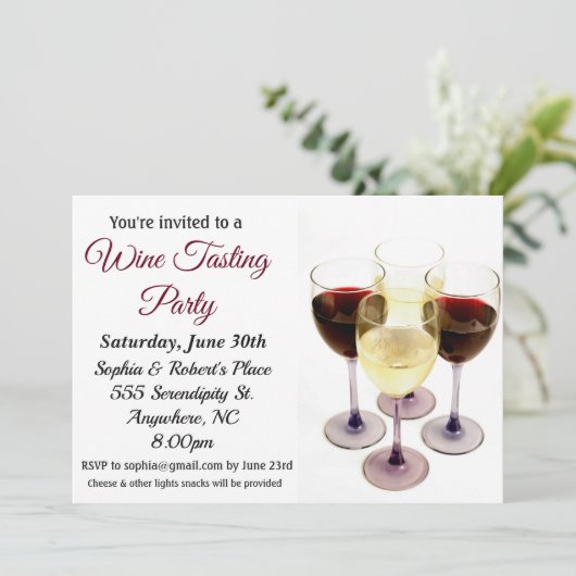 Weinprobe Party Einladung (Stehend Vorderseite)