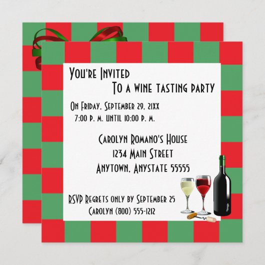 Weinprobe Party Einladung (Vorne/Hinten)