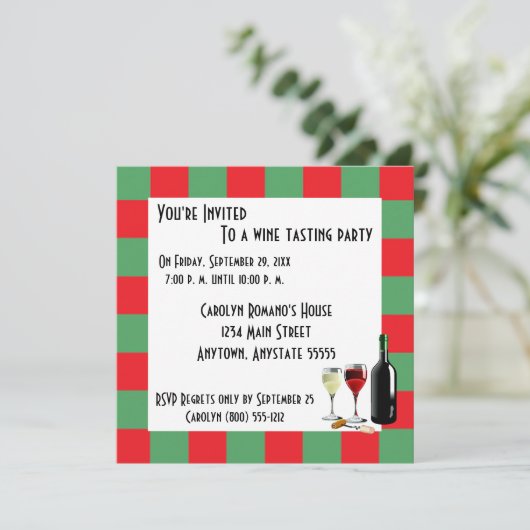 Weinprobe Party Einladung (Stehend Vorderseite)