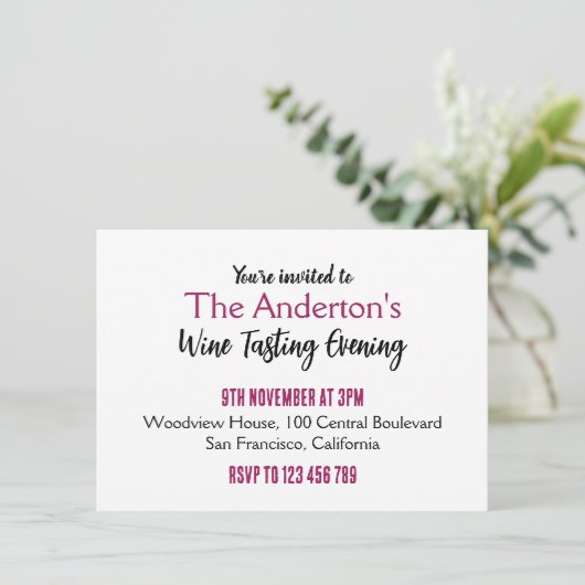 Weinprobe Party Einladung (Stehend Vorderseite)