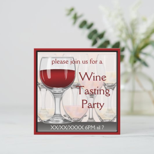 Weinprobe Party Einladung (Stehend Vorderseite)