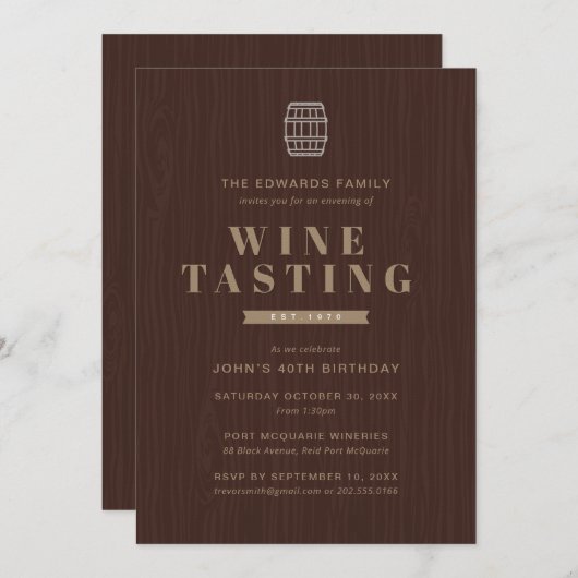Weinprobe Party Einladung (Vorne/Hinten)