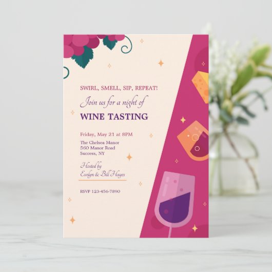Weinprobe Party Einladung (Stehend Vorderseite)