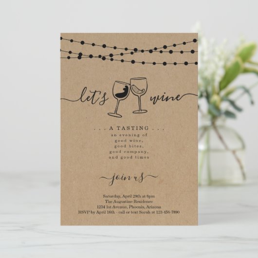 Weinprobe Party Einladung (Stehend Vorderseite)