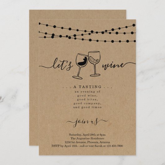 Weinprobe Party Einladung (Vorne/Hinten)