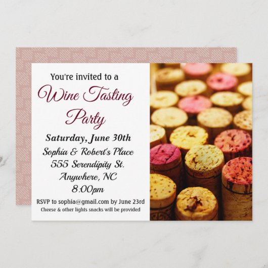 Weinprobe Party Einladung (Vorne/Hinten)