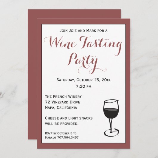 Weinprobe Party Einladung (Vorne/Hinten)