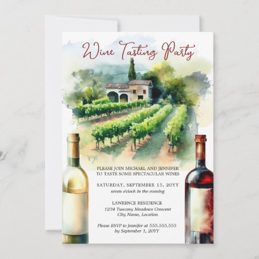Weinprobe Party Einladung (Vorderseite)