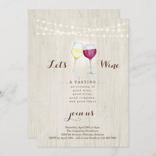 Weinprobe Party Einladung (Vorne/Hinten)