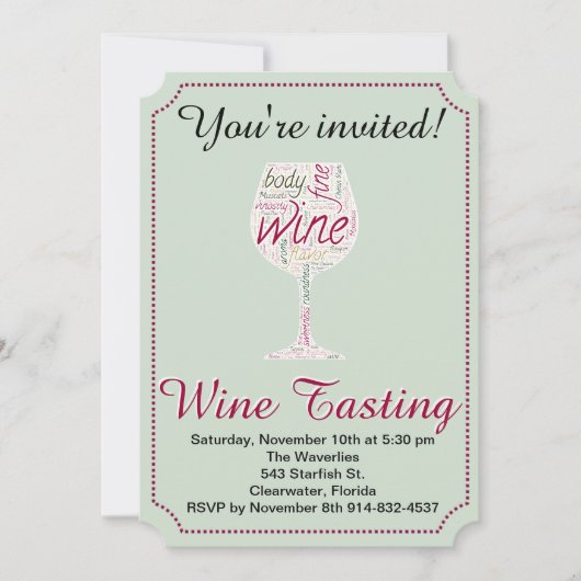 Weinprobe Party Einladung, die Sie anpassen können Einladung (Vorderseite)