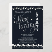 Weinprobe Party Einladung Schwarz-weiß (Vorne/Hinten)
