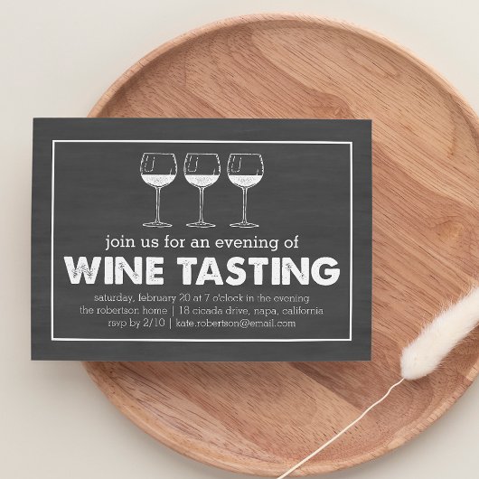 Weinprobe Party Schwarz/Weiß Chalkboard Einladung