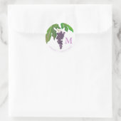 Weinprobe Party Trauben Monogramm Runder Aufkleber (Tasche)