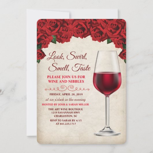 Weinprobe Party Vintage Einladung (Vorderseite)