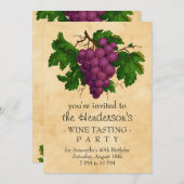 Weinprobe Party Vintage Weintrauben Personalisiert Einladung (Vorne/Hinten)
