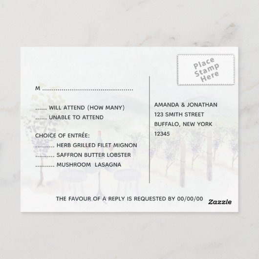 Weinprobe RSVP Postkarte (Rückseite)