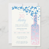Weinprobe Schmetterlinge Pulver Blau 30. Geburtsta Einladung (Vorderseite)