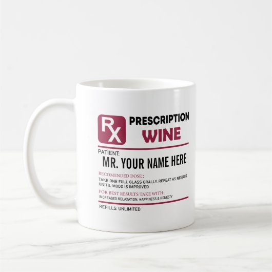 Weinrebe, Personalisierter Name Wein Kaffeetasse (Links)