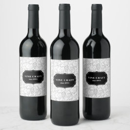 Weinrebe schwarz und weiß Elegant Ästhetisch. Weinetikett