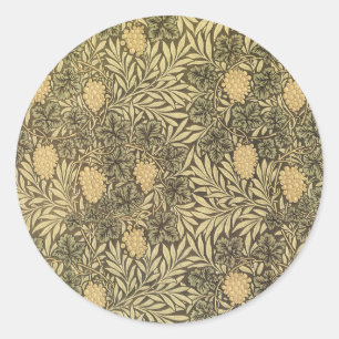 Weinrebe von William Morris, Vintage Stoffmuster Runder Aufkleber